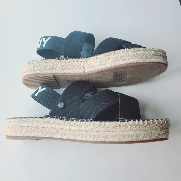 DKNY Black strappy Platform Espadrille Sandals Size 9 NWT - Picture 3 of 9